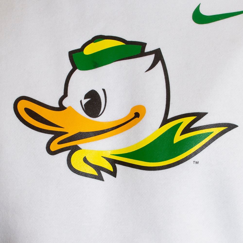 Fighting Duck, Nike, White, Hoodie, Cotton Blend, Men, Football, Sweatshirt, Pullover, 555015